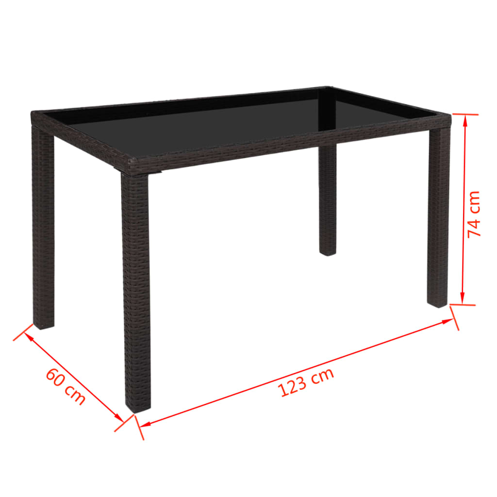 Utendørs spisestue med puter 5 deler polyrotting brun