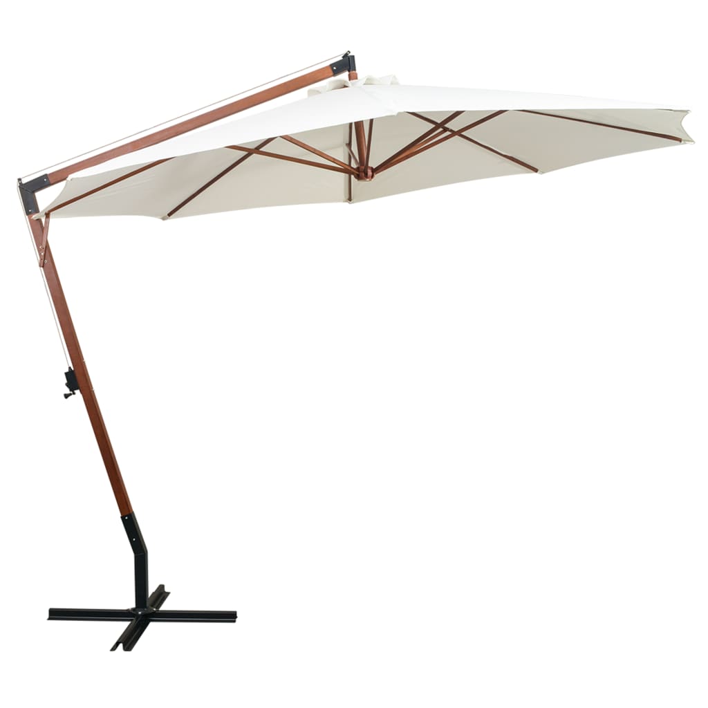 Hengeparasoll 350 cm trestang hvit