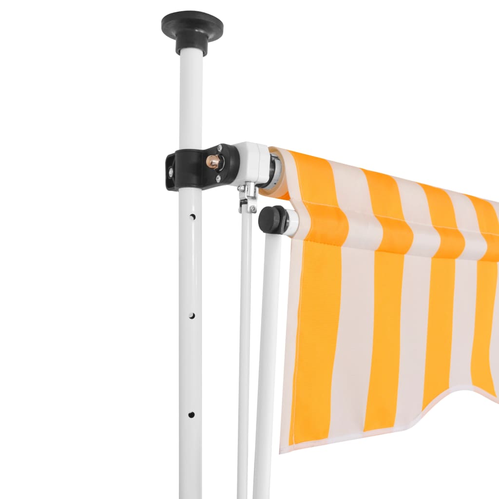 Manuell uttrekkbar markise 200 cm oransje og hvite striper