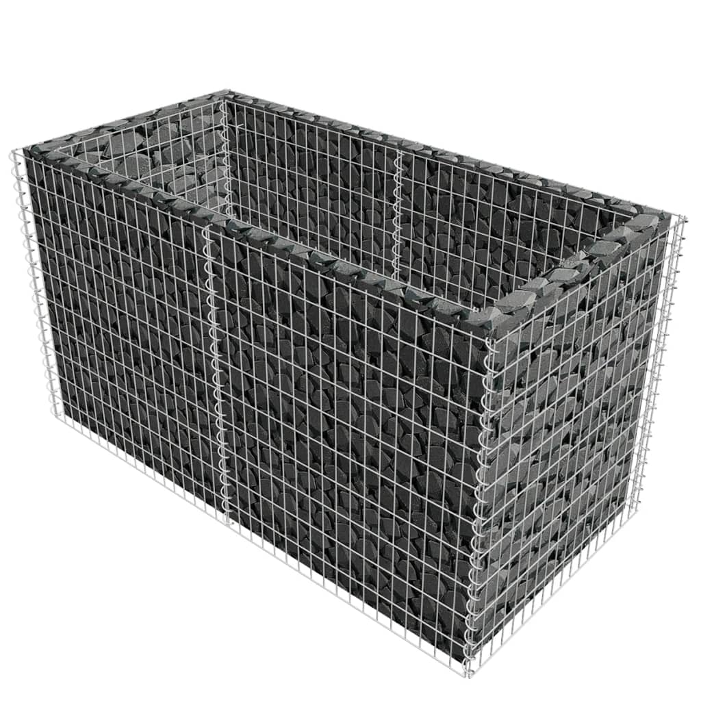 Gabion høybed stål 180x90x100 cm sølv
