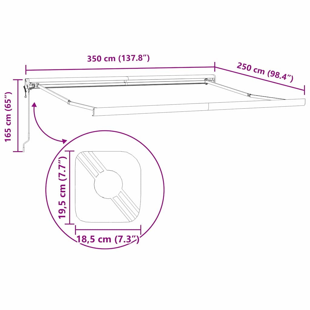 Markise Hvit 3,5 x 2,5 m Metall