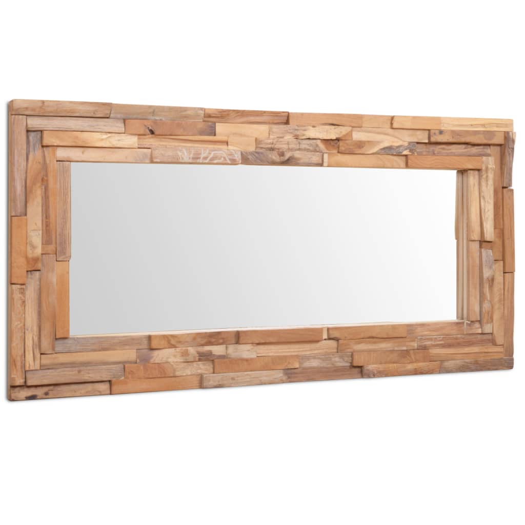 Dekorativt speil teak 120x60 cm rektangulært