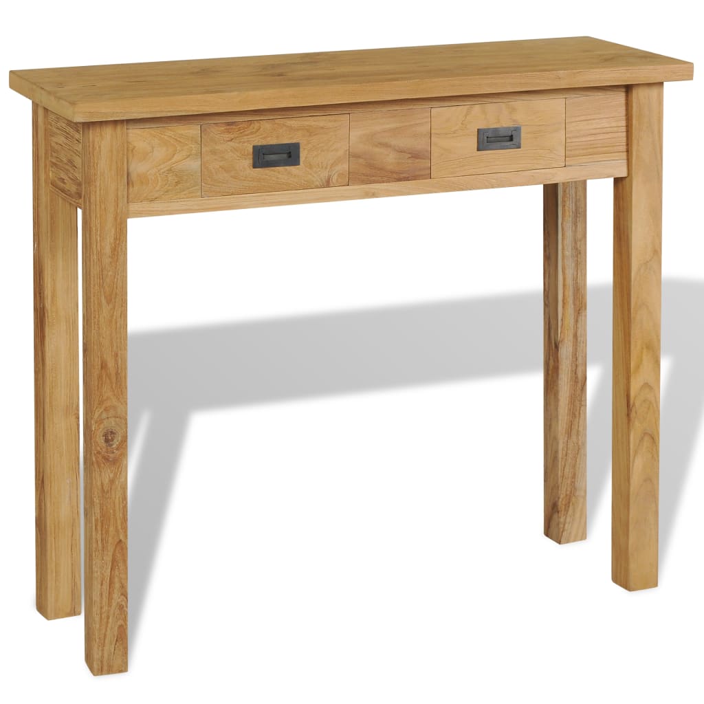 Konsollbord massiv teak 90x30x80 cm