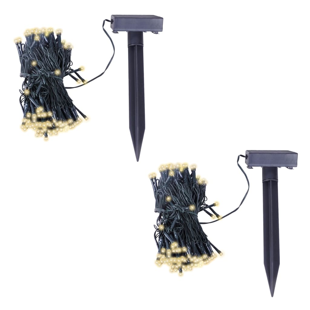 Soldrevet LED-lyslenke 2 stk varm hvit