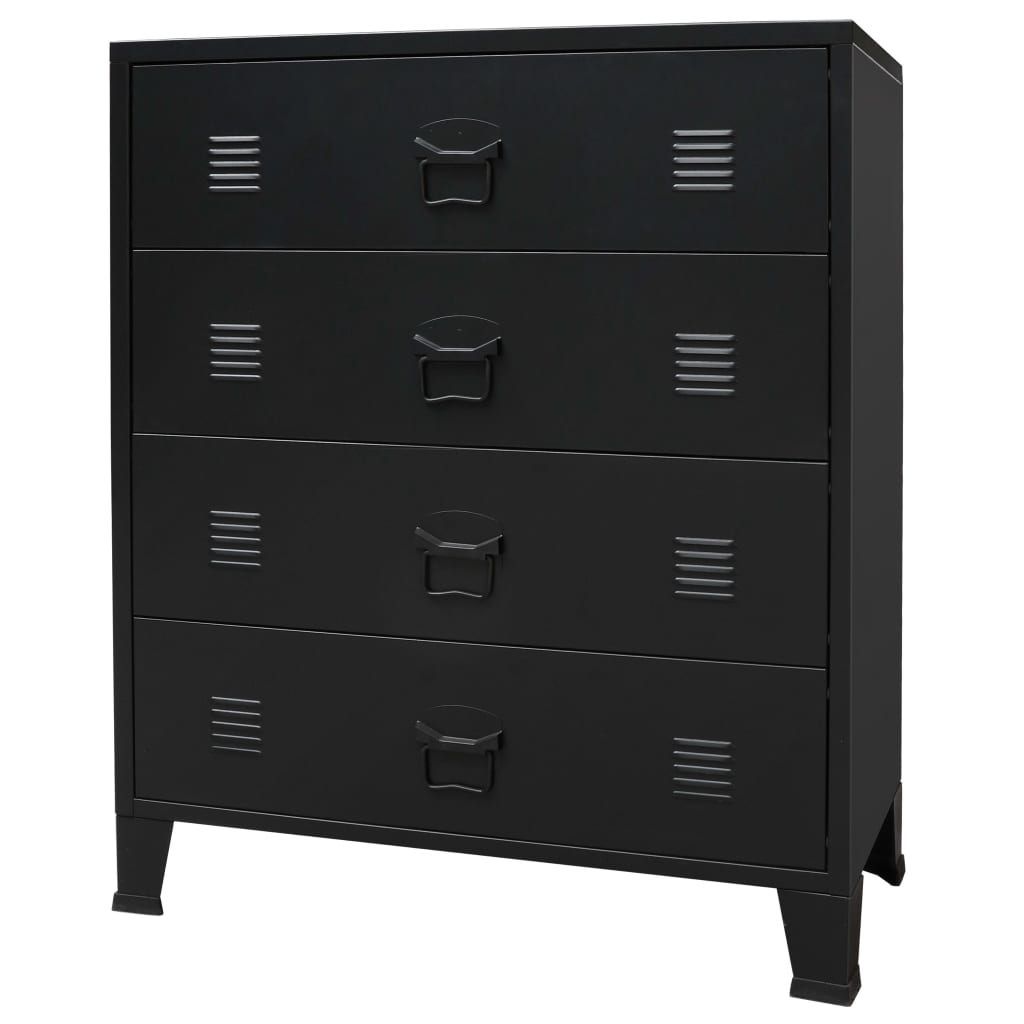 Kommode metall industriell stil 78x40x93 cm svart