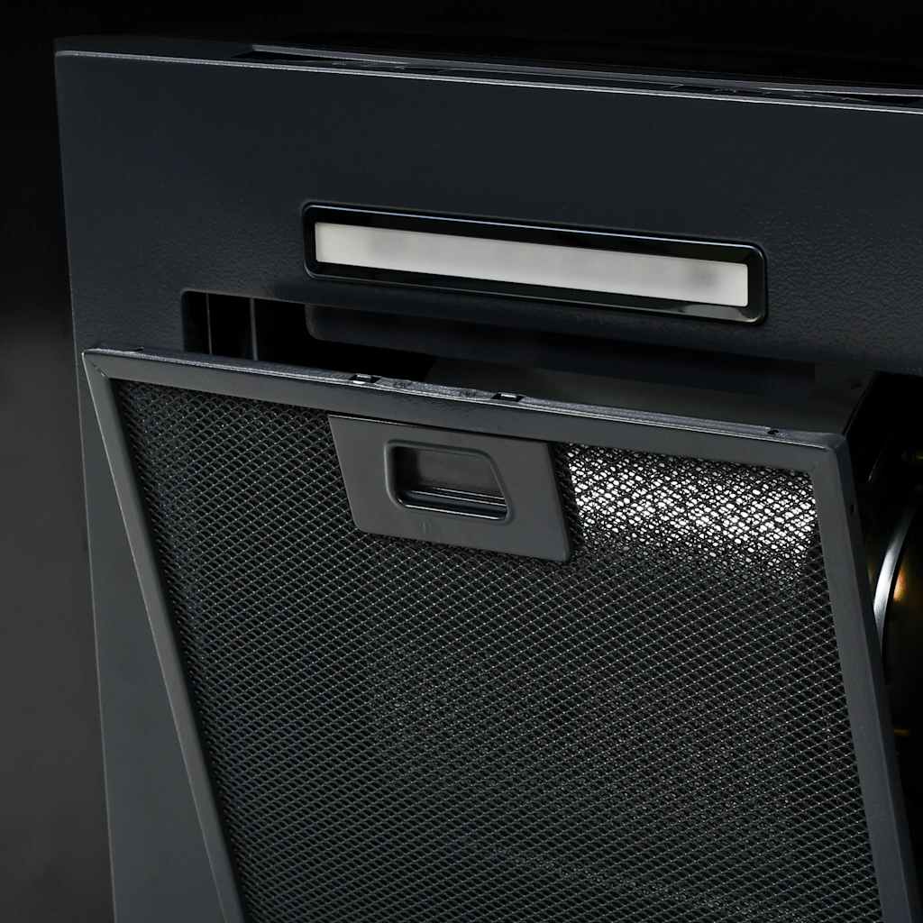 Veggmontert kjøkkenvifte rustfritt stål 756 m³/h 60 cm svart