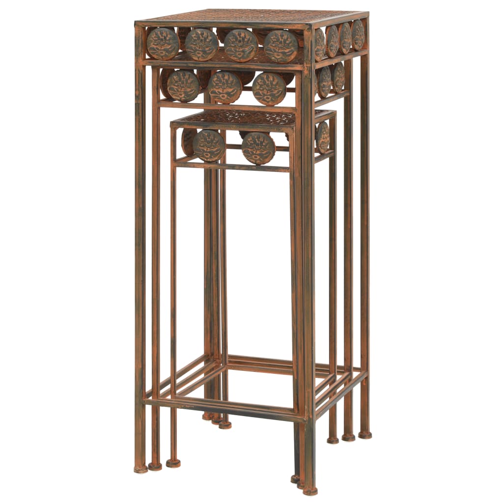 Blomsterstativsett 3 stk gammeldags metall rusten