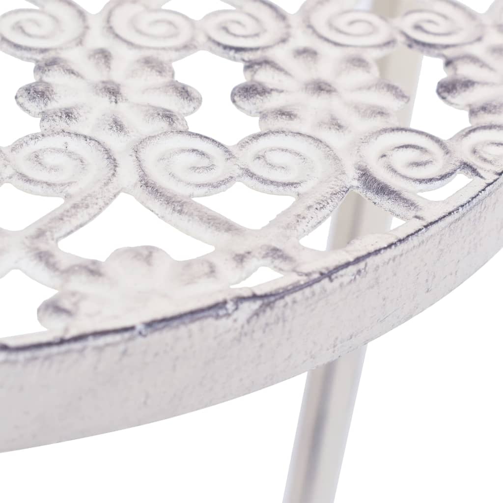 Blomsterstativsett 3 stykker gammeldags stil metall antikk hvit