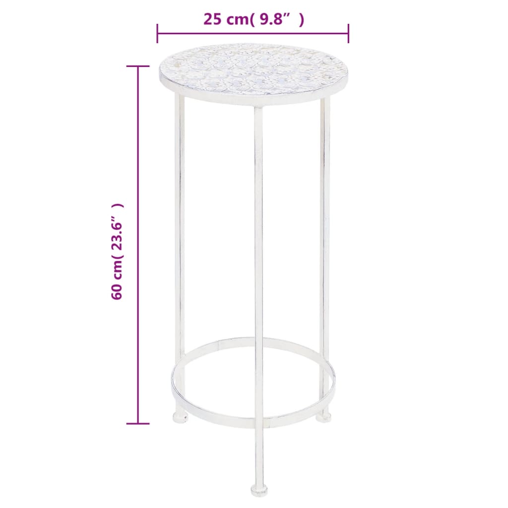 Blomsterstativsett 3 stykker gammeldags stil metall antikk hvit