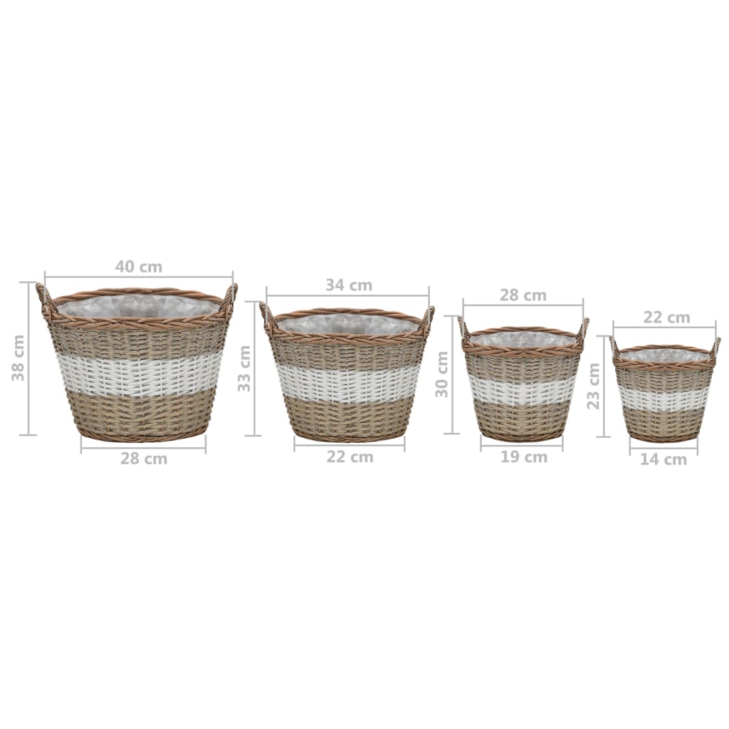Høybed 4 stk flettekurv med PE-fôring