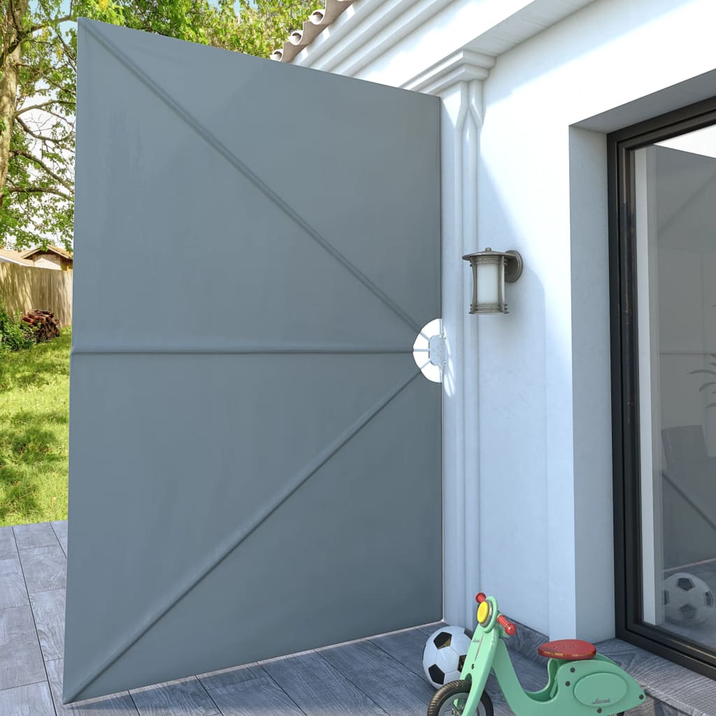 Sammenleggbar sidemarkise for terrasse grå 300x200 cm
