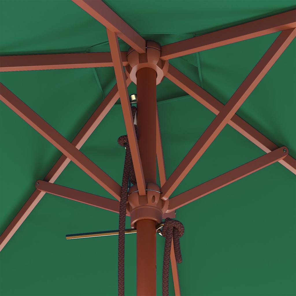 Parasoll med trestang 150x200 cm grønn
