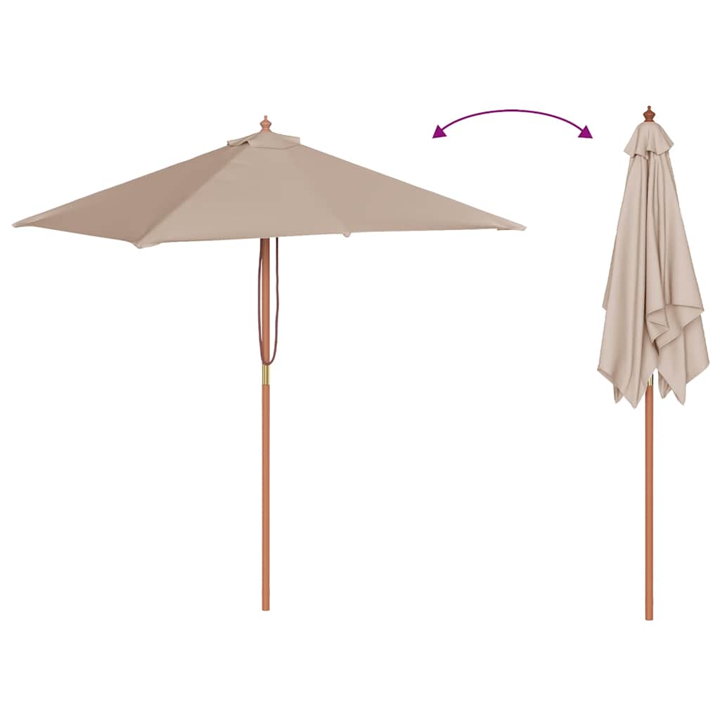 Parasoll med trestang 150x200 cm gråbrun