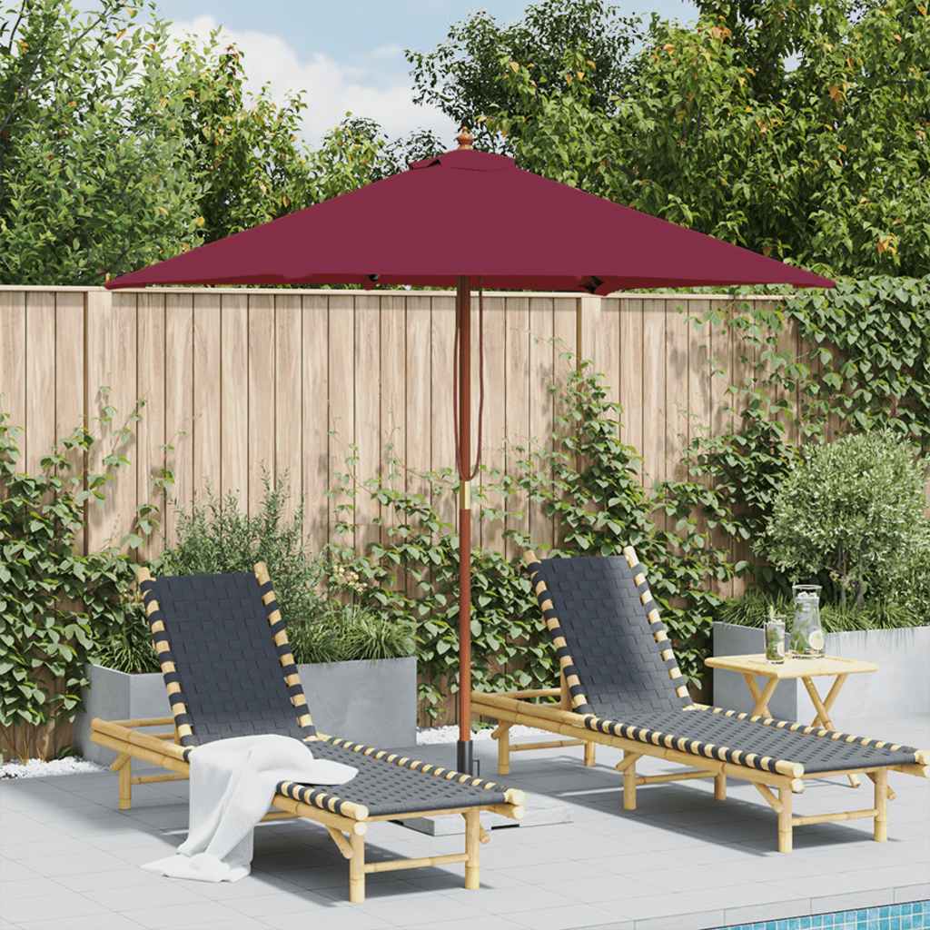 Parasoll med trestang 150x200 cm vinrød