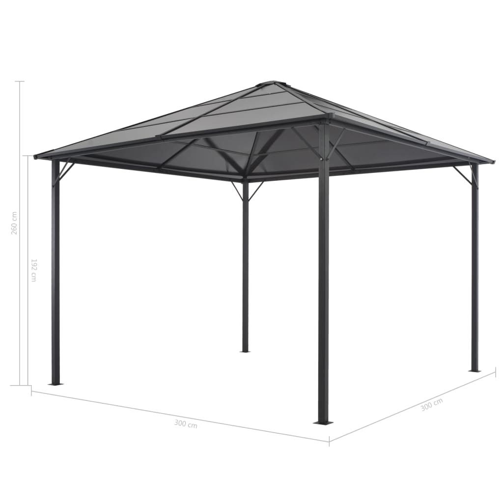 Paviljong med tak aluminium 3x3 m svart