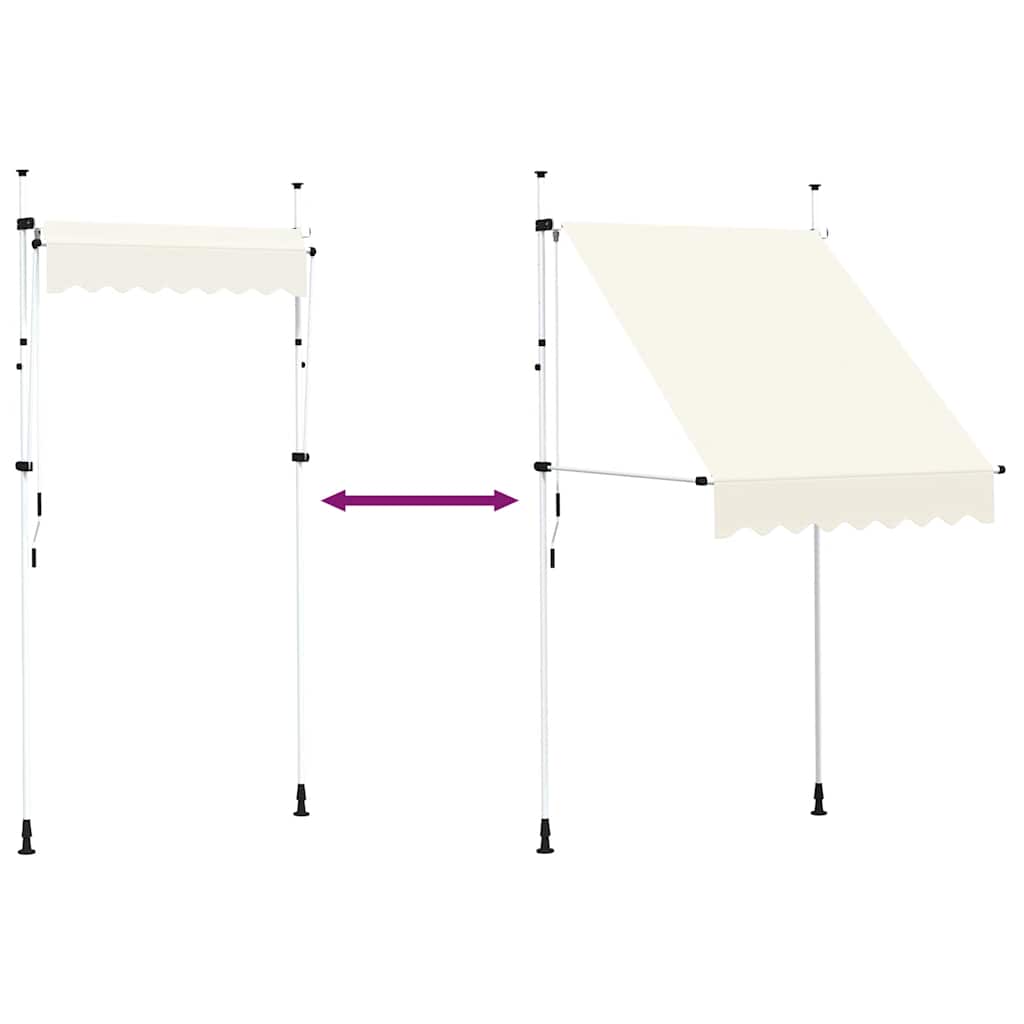 Manuell uttrekkbar markise 150 cm kremhvit