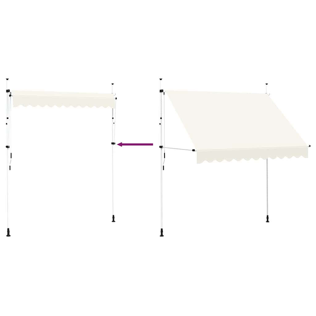 Manuell uttrekkbar markise 250 cm kremhvit