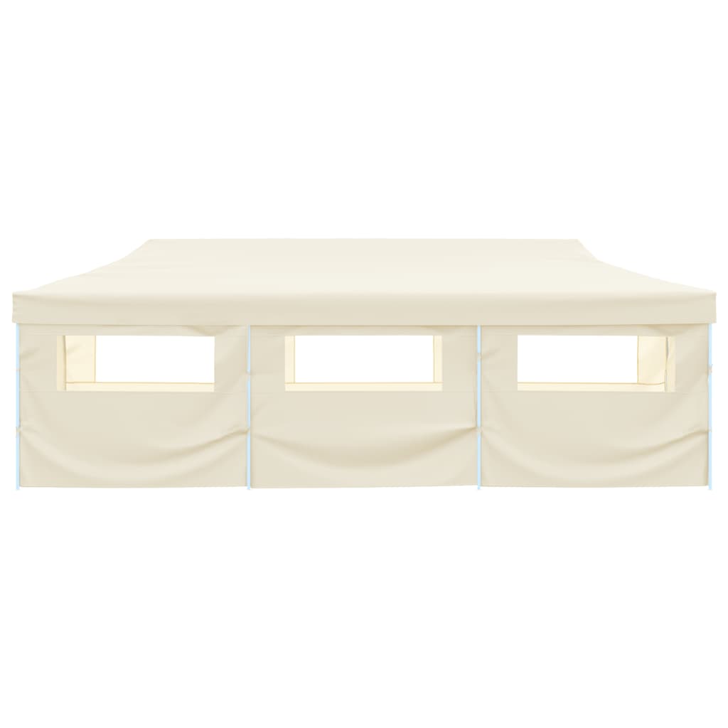 Sammenleggbart festtelt popup med 8 sidevegger 3x9 m kremhvit