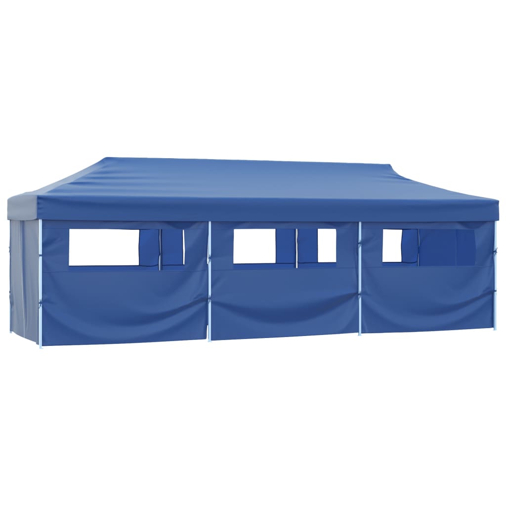 Sammenleggbart festtelt popup med 8 sidevegger 870x291x315 cm blå