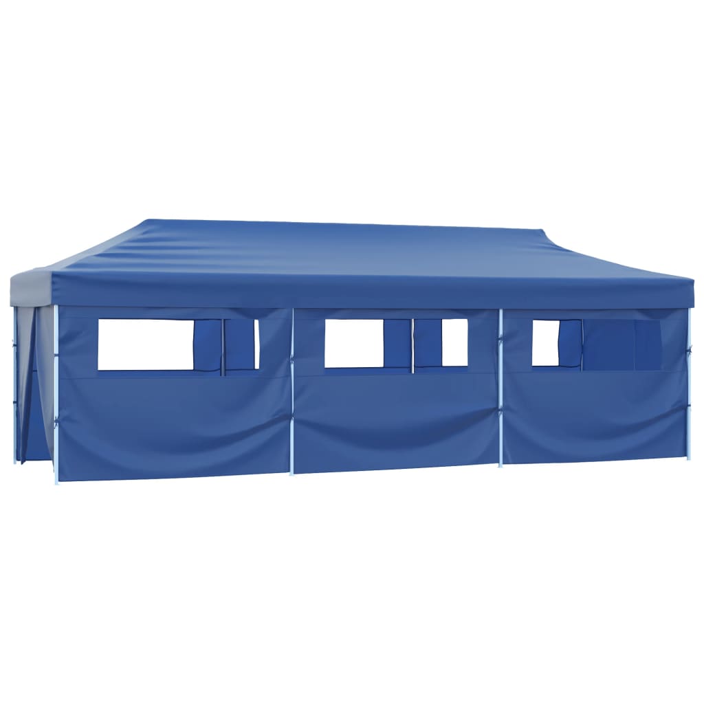 Sammenleggbart festtelt popup med 8 sidevegger 870x291x315 cm blå