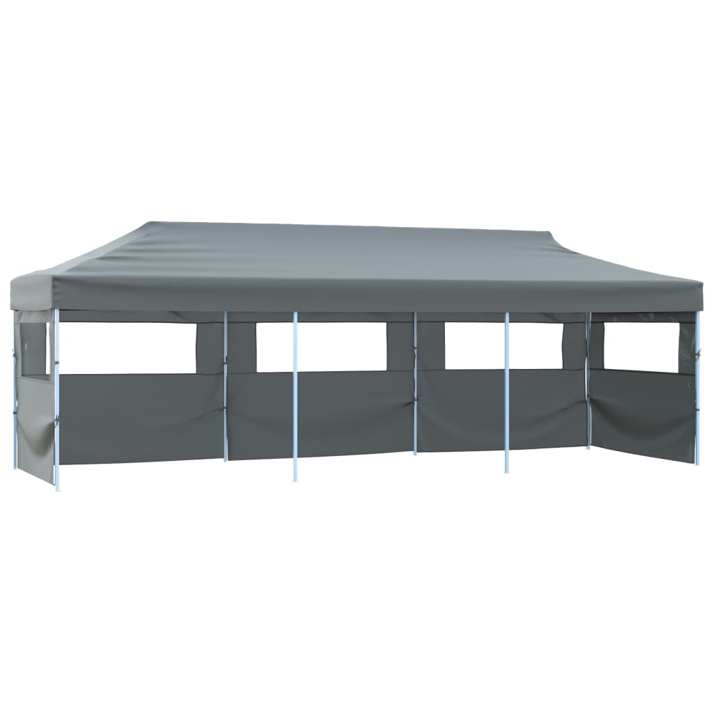Sammenleggbart festtelt popup med 5 sidevegger 3x9 m antrasitt