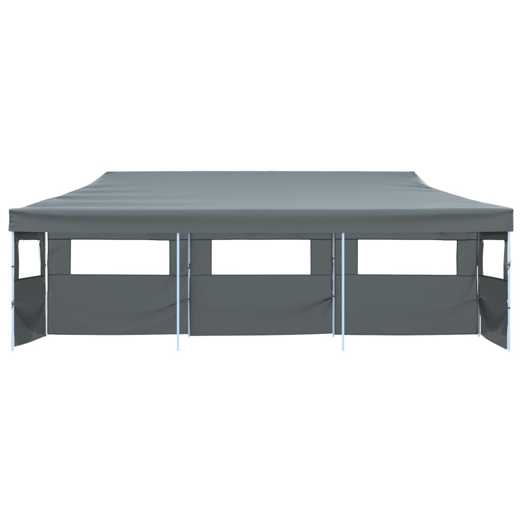 Sammenleggbart festtelt popup med 5 sidevegger 3x9 m antrasitt