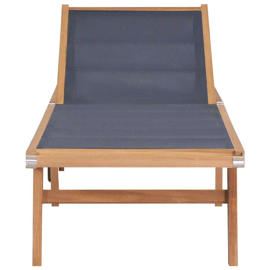Foldbar solseng med hjul heltre teak og textilene