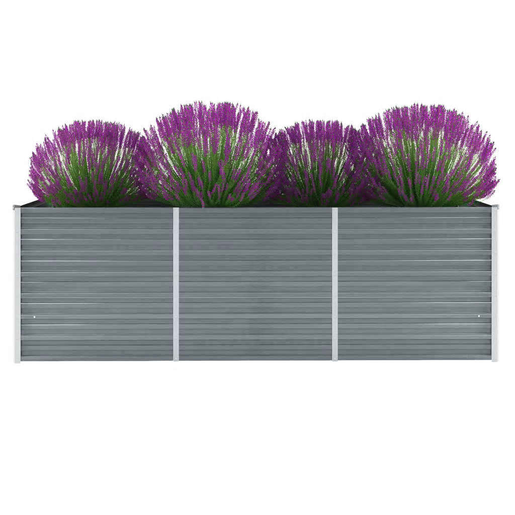 Høybed galvanisert stål 240x80x77 cm grå