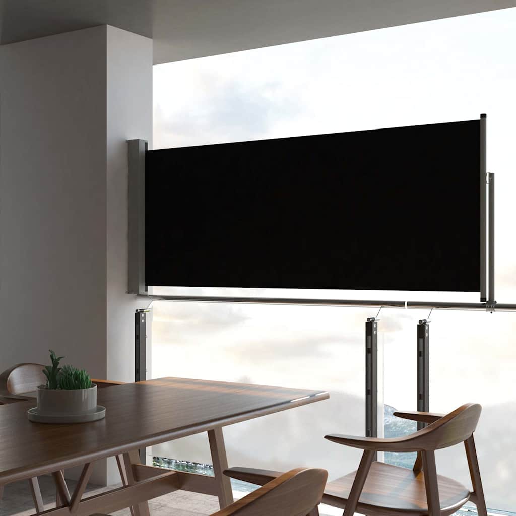 Uttrekkbar sidemarkise 100x300 cm svart