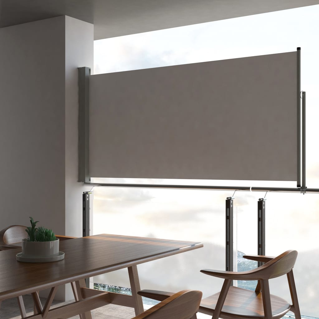 Uttrekkbar sidemarkise 120 x 300 cm grå