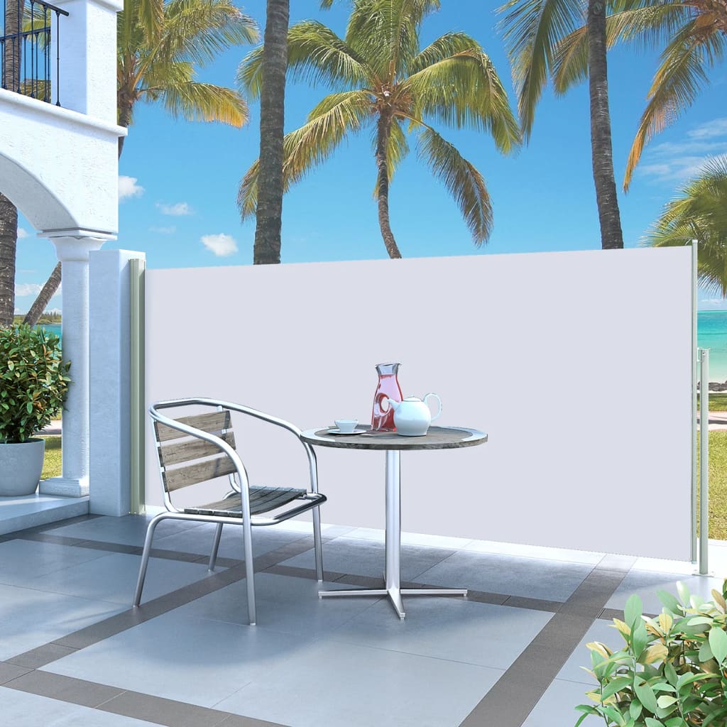 Uttrekkbar sidemarkise 140 x 300 cm kremhvit