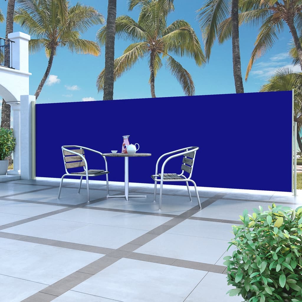 Uttrekkbar sidemarkise 160 x 500 cm blå