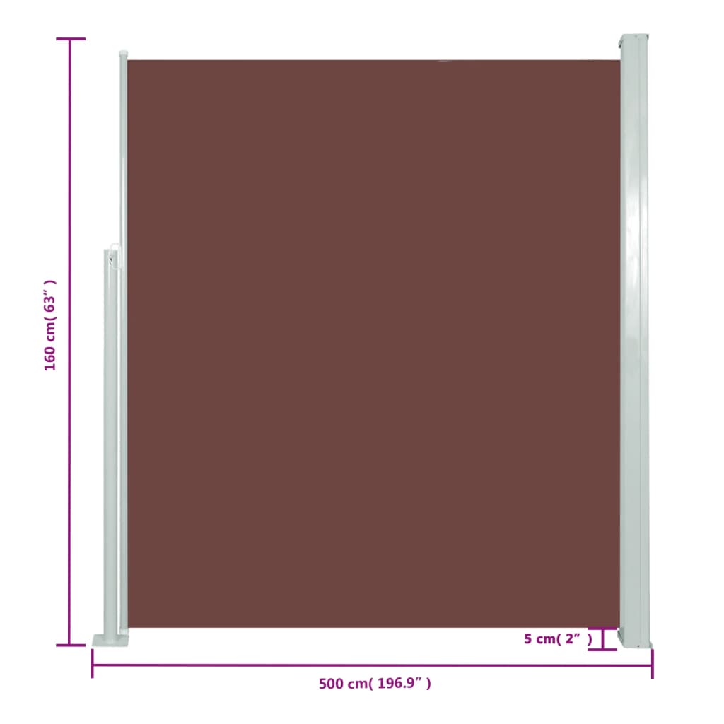 Uttrekkbar sidemarkise 160 x 500 cm brun