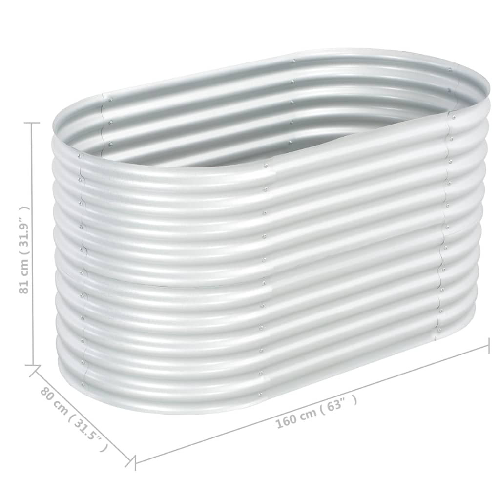 Høybed 160x80x81 cm galvanisert stål sølv