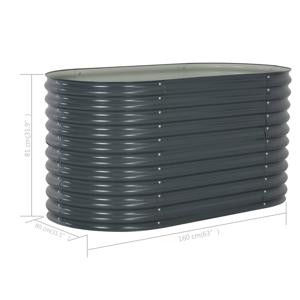 Høybed 160x80x81 cm galvanisert stål grå