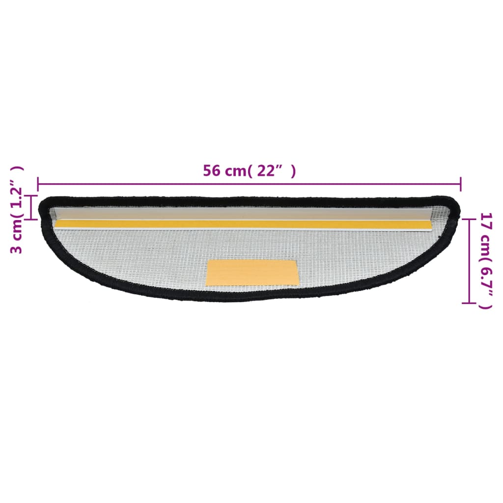 Trappetrinnstepper 15 stk svart 56x17x3 cm