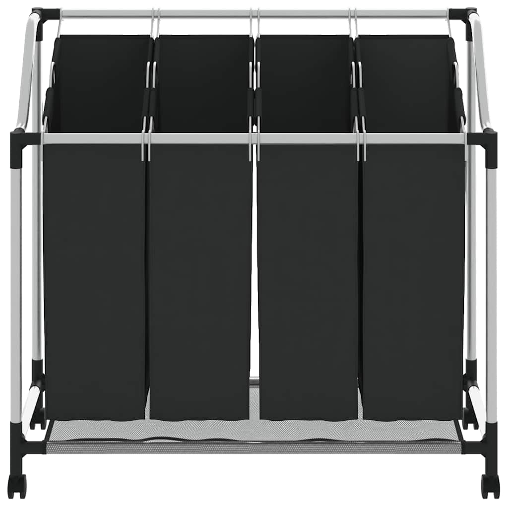 Skittentøyskurv med fire poser svart grå