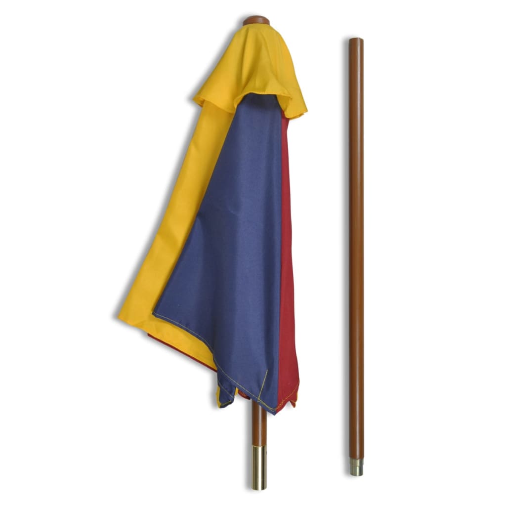 Barns piknikbord med benker og parasoll flerfarget tre