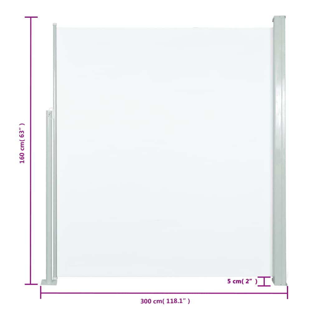 Uttrekkbar sidemarkise 160x300 cm kremfarget