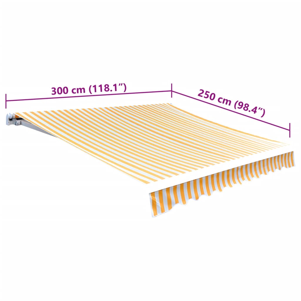 Markiseduk solsikkegul og hvit 3 x 2,5 m (ramme ikke inkludert)
