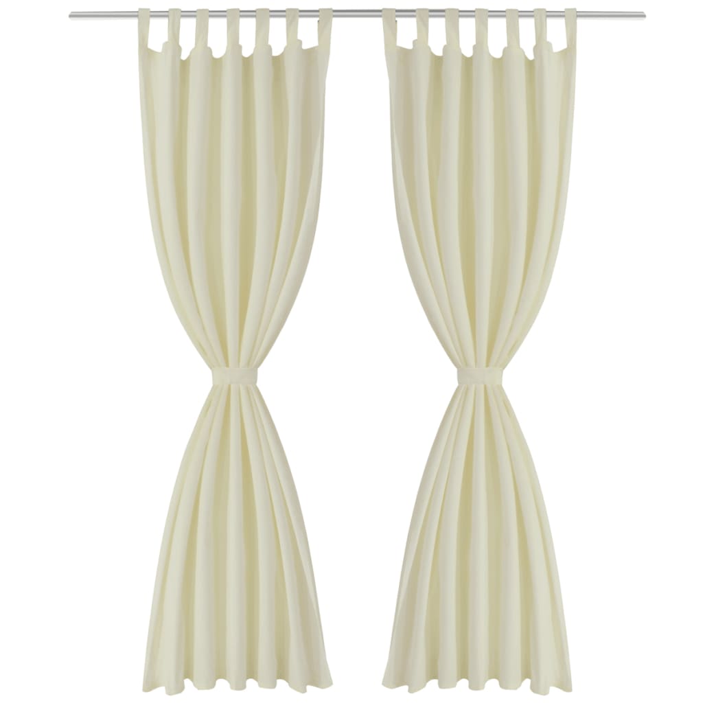 2stk Krem Micro-Sateng Gardiner med Sløyfer 140 x 225 cm