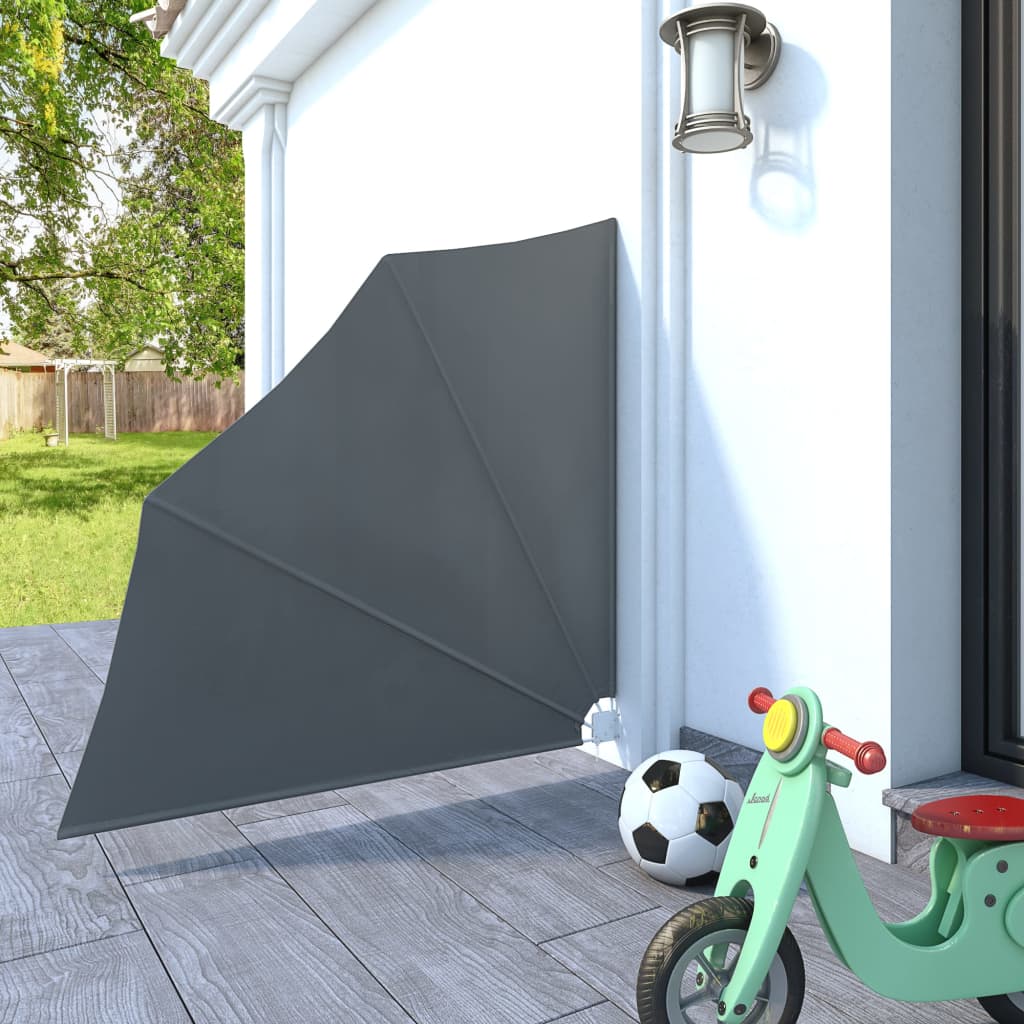 Sammenleggbar sidemarkise for balkong grå 140x140 cm
