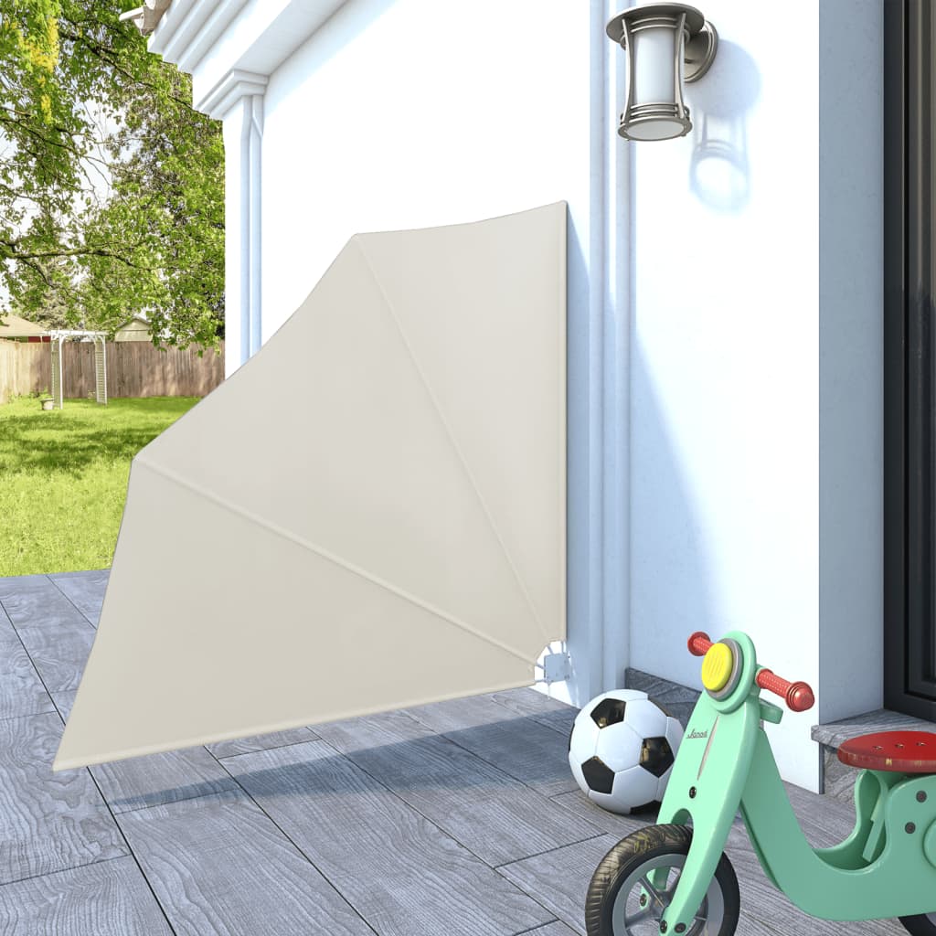 Sammenleggbar sidemarkise for balkong krem 140x140 cm