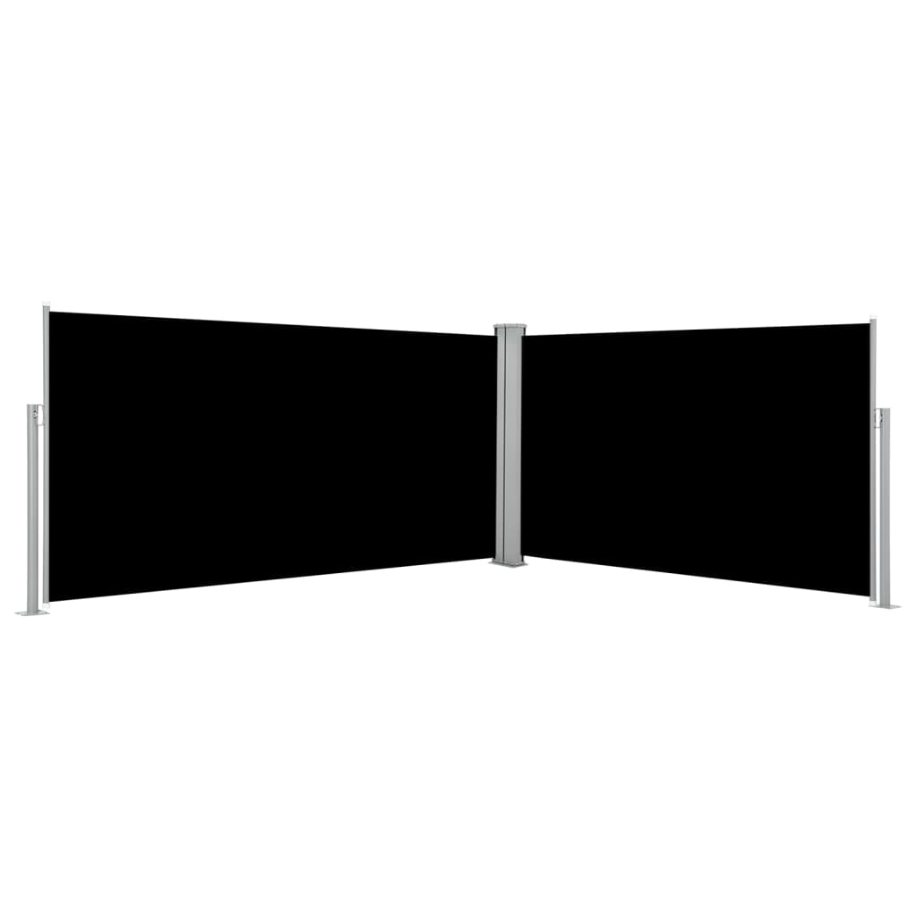 Uttrekkbar sidemarkise svart 160x600 cm
