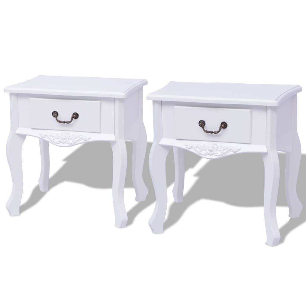Nattbord 2 stk MDF hvit