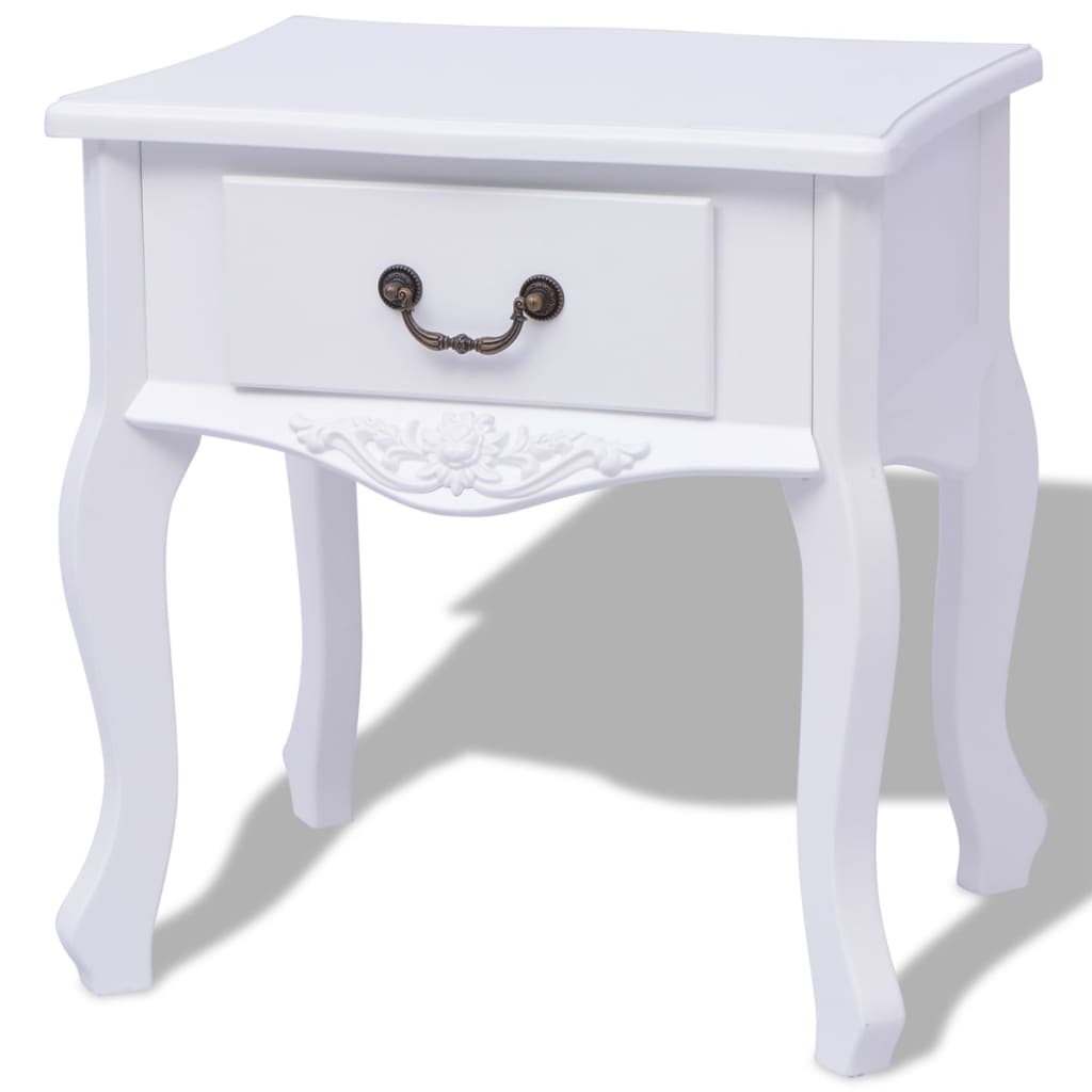 Nattbord 2 stk MDF hvit