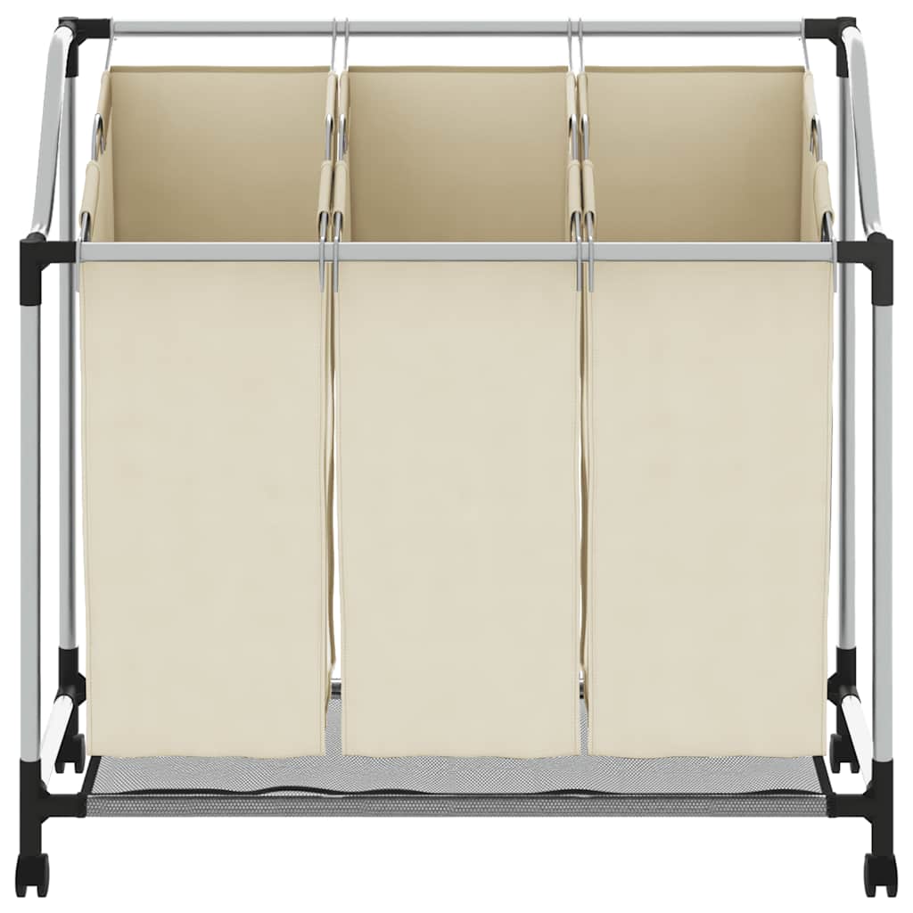 Skittentøyskurv med 3 poser kremfarget stål