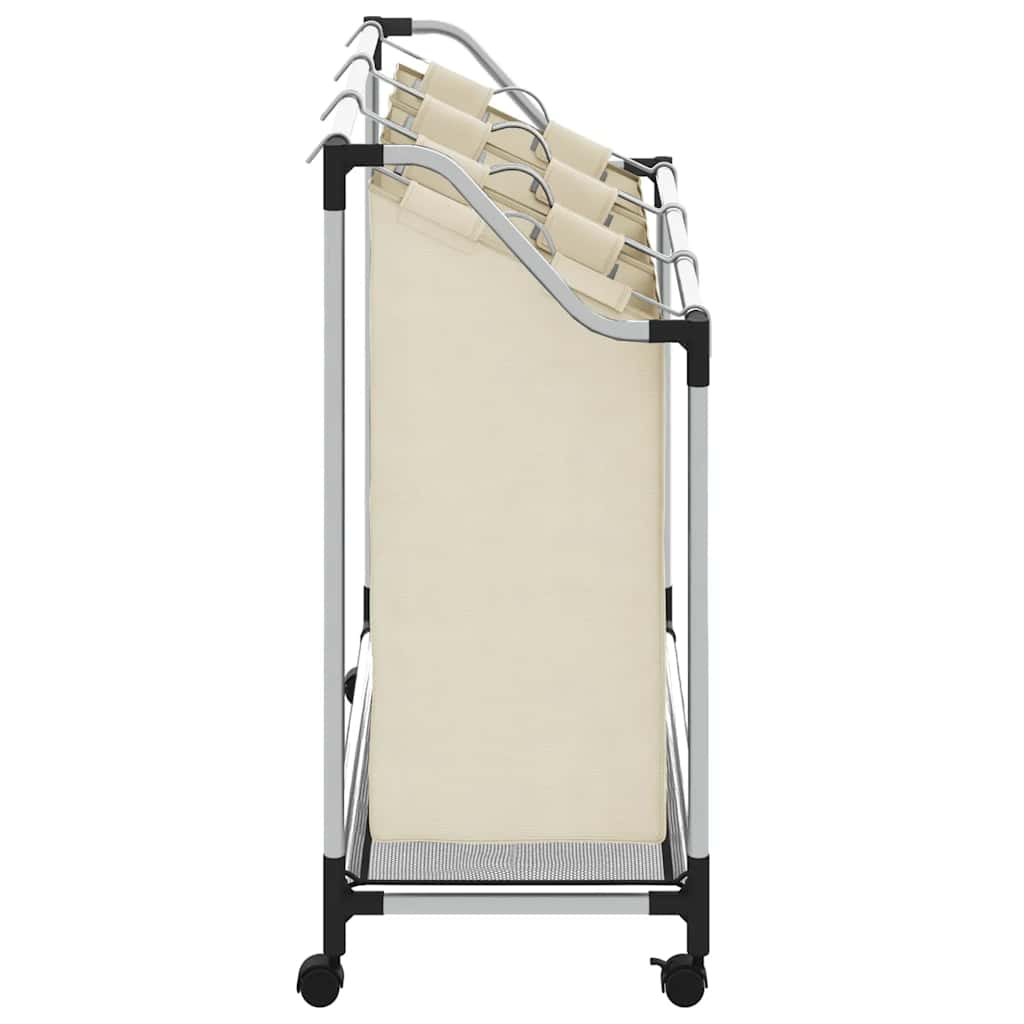 Skittentøyskurv med 3 poser kremfarget stål