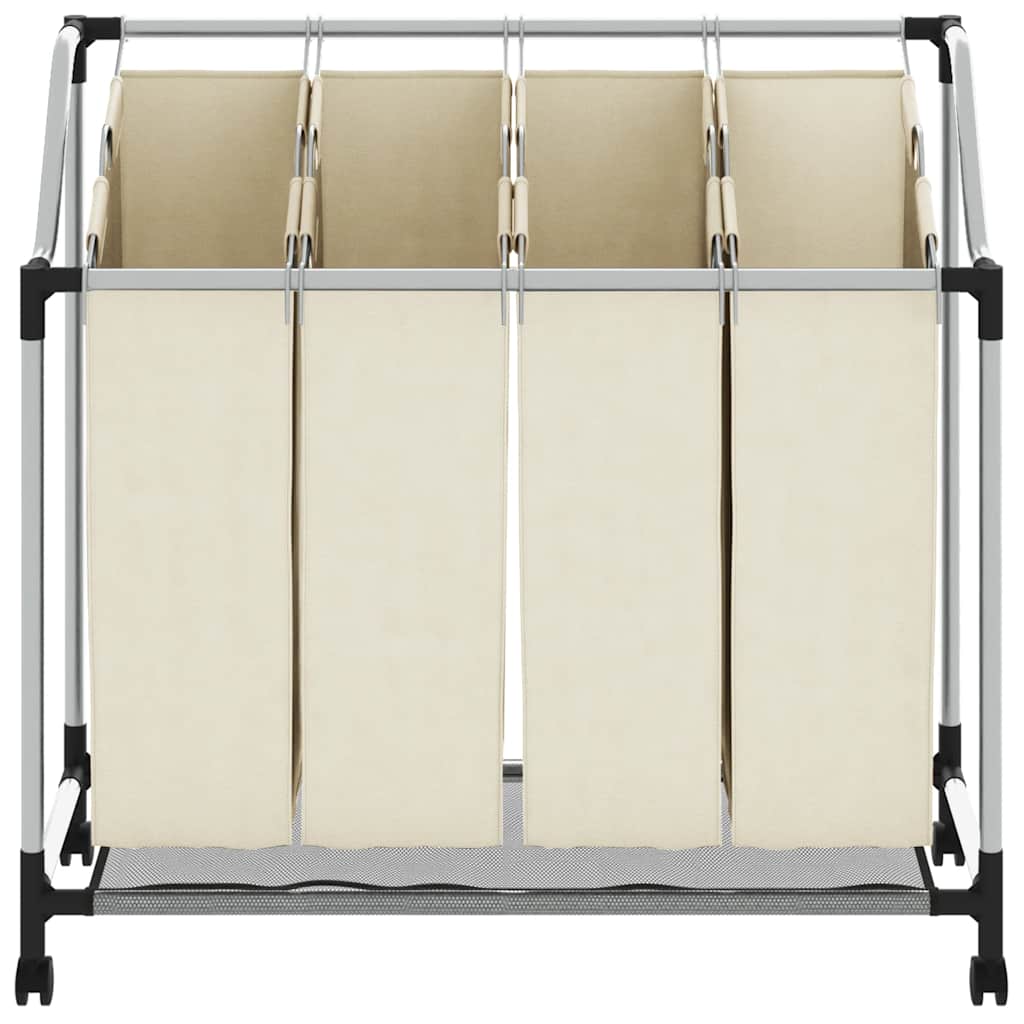 Skittentøyskurv med 4 poser kremfarget stål