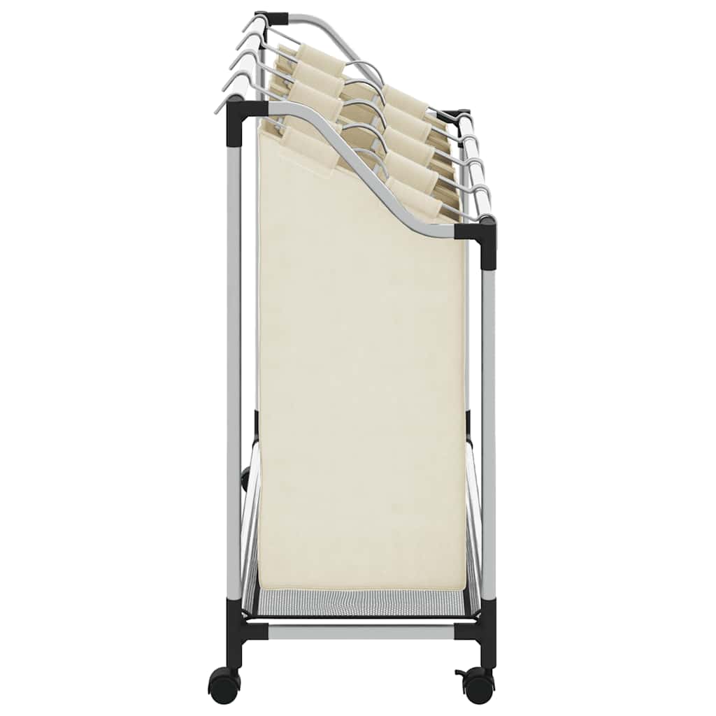 Skittentøyskurv med 4 poser kremfarget stål